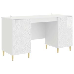 vidaXL Stůl B&iacute;l&aacute; s vysok&yacute;m leskem 142,5 x 50 x 75 cm Kompozitn&iacute; dřevo