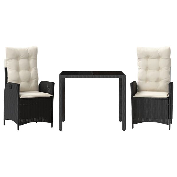 vidaXL 9dílný zahradní jídelní set s poduškami černý polyratan