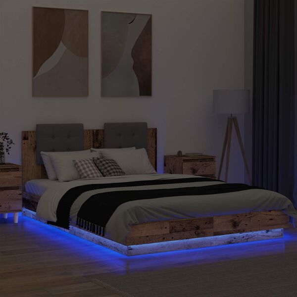 vidaXL R&aacute;m postele s čelem Star&eacute; dřevo 160 x 200 cm kompozitn&iacute; dřevo