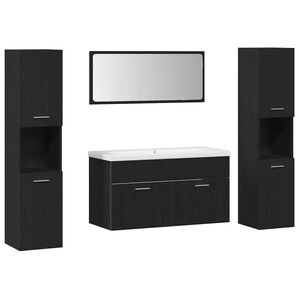 vidaXL Sada koupelnov&eacute;ho n&aacute;bytku 4 pcs Čern&yacute; dub kompozitn&iacute; dřevo