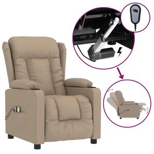 vidaXL Elektrick&eacute; mas&aacute;žn&iacute; křeslo cappuccino uměl&aacute; kůže