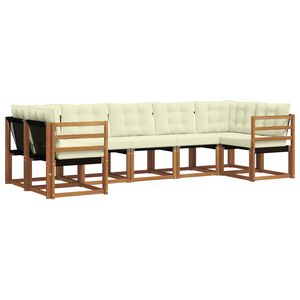 vidaXL Venkovn&iacute; pohovkov&aacute; souprava s pol&scaron;t&aacute;řem 7 pcs Přirozen&aacute; a čern&aacute;