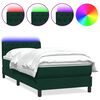 vidaXL Box spring postel s matrac&iacute; a LED tmavě zelen&aacute; 100x220 cm samet