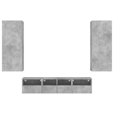 vidaXL 5dílná obývací stěna betonově šedá kompozitní dřevo