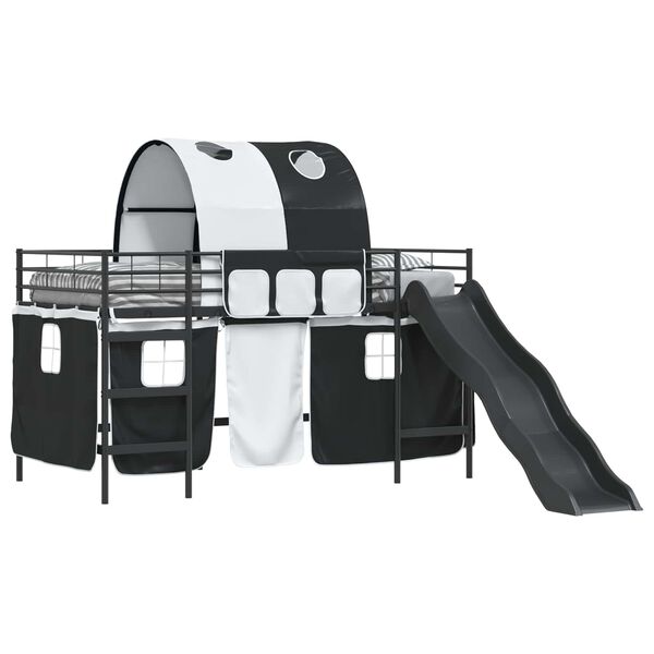 vidaXL Dětsk&yacute; patrov&yacute; postelov&yacute; r&aacute;m Čern&aacute; 99,5 x 200 cm Kov