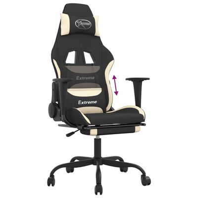 vidaXL Herní židle s podnožkou černá a krémová textil