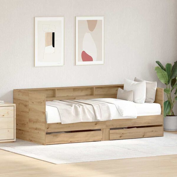 vidaXL Daybed s čelo Artisanov&yacute; dub 75 x 190 cm kompozitn&iacute; dřevo