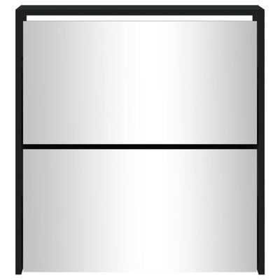vidaXL Botník se zrcadlem 2patrový černý 63 x 17 x 67 cm