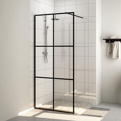 vidaXL Zástěna do průchozí sprchy čiré ESG sklo 100 x 195 cm černá
