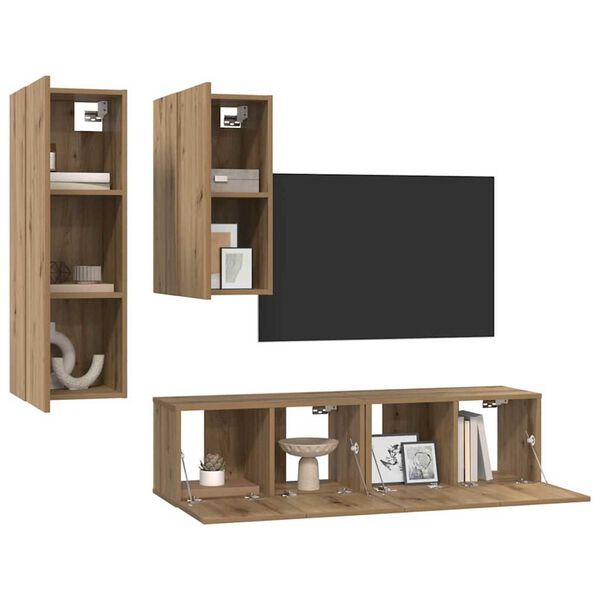 vidaXL Sestava TV skř&iacute;něk N&aacute;stěnn&yacute; 4 pcs dub artisan 30.5 x 30 x 90 cm