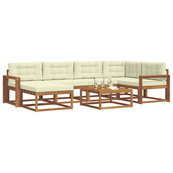 vidaXL Venkovn&iacute; pohovkov&aacute; souprava 7 pcs Přirozen&aacute; a Kr&eacute;mov&aacute;