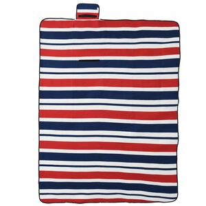 vidaXL Piknikov&aacute; deka skl&aacute;dac&iacute; červen&eacute; a modr&eacute; pruhy 200x150 cm samet