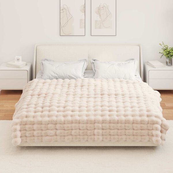 vidaXL Faux de&scaron;tn&iacute;ky kr&aacute;lič&iacute; kože&scaron;iny B&eacute;žov&aacute; 150 x 220 cm Polyester