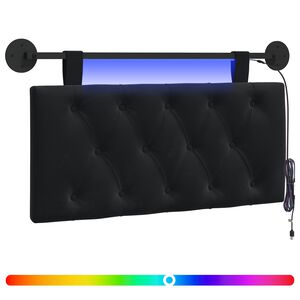 vidaXL Z&aacute;věsn&eacute; čelo postele S LED osvětlen&iacute;m Čern&aacute; Samet