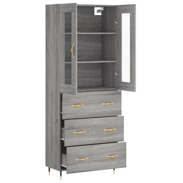 vidaXL Skř&iacute;ň highboard &scaron;ed&aacute; sonoma 69,5 x 34 x 180 cm kompozitn&iacute; dřevo