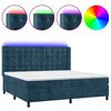 vidaXL Box spring postel s matrac&iacute; a LED tmavě modr&aacute; 200x200 cm samet