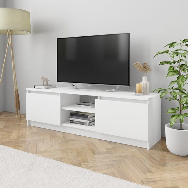 vidaXL TV stolek b&iacute;l&yacute; 120 x 30 x 35,5 cm dřevotř&iacute;ska