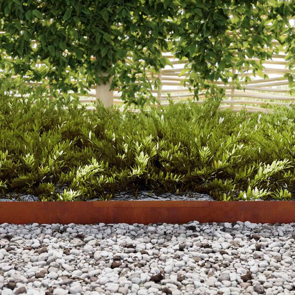 vidaXL Okraj tr&aacute;vn&iacute;ku 4 pcs Rezav&aacute; 450 x 0,05 x 15 cm