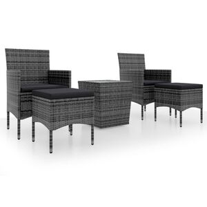 vidaXL 5d&iacute;ln&yacute; zahradn&iacute; bistro set polyratan a tvrzen&eacute; sklo &scaron;ed&yacute;