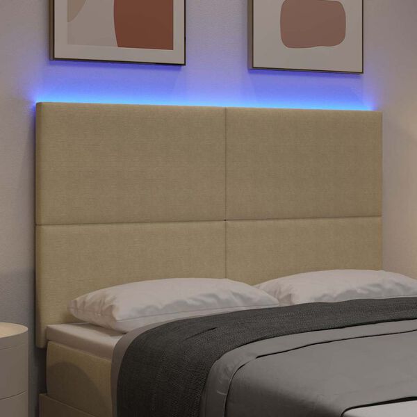 vidaXL LED hlavov&aacute; deska s čelo &Scaron;edozelen&aacute; 144 cm Polyester