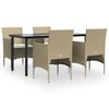 vidaXL 5d&iacute;ln&yacute; zahradn&iacute; j&iacute;deln&iacute; set s podu&scaron;kami b&eacute;žov&yacute; a čern&yacute;