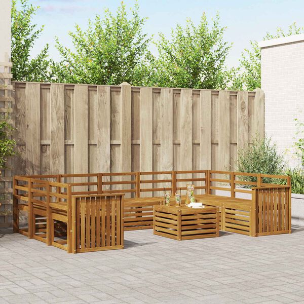 vidaXL Sedac&iacute; soupravy 10 pcs Př&iacute;rodn&iacute; Masivn&iacute; ak&aacute;tov&eacute; dřevo