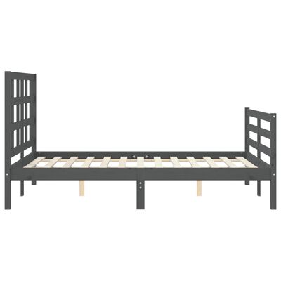 vidaXL Rám postele s čelem šedý 140 x 190 cm masivní dřevo