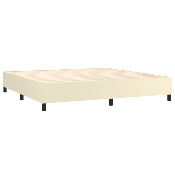vidaXL Box spring postel s matrac&iacute; kr&eacute;mov&aacute; 200x200 cm uměl&aacute; kůže