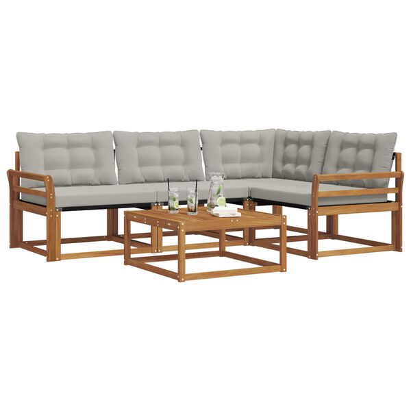 vidaXL Venkovn&iacute; pohovkov&aacute; souprava 5 pcs Př&iacute;rodn&iacute; a světle &scaron;ed&aacute;