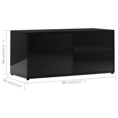 vidaXL TV stolek černý s vysokým leskem 80 x 34 x 36 cm dřevotříska