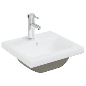 vidaXL Z&aacute;pustn&eacute; umyvadlo s bateri&iacute; 42 x 39 x 18 cm keramick&eacute; b&iacute;l&eacute;