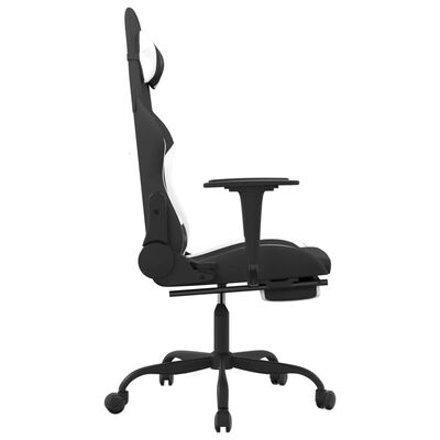 vidaXL Herní židle s podnožkou černá a bílá textil