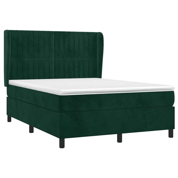 vidaXL Box spring postel s matrac&iacute; tmavě zelen&aacute; 140x190 cm samet