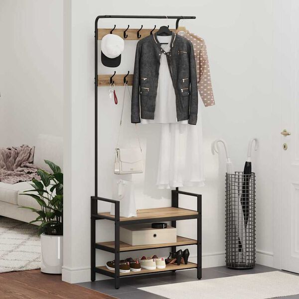 vidaXL Věšák na kabáty s policí Artisanový dub 75 x 34 x 184 cm