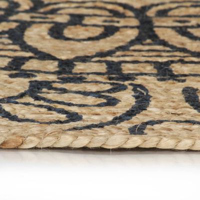 vidaXL Ručně vyrobený koberec z juty s tmavě modrým potiskem 150 cm