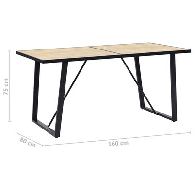 vidaXL Jídelní stůl dubový 160 x 80 x 75 cm MDF