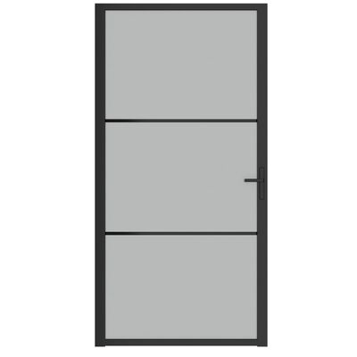 vidaXL Interiérové dveře 102,5 x 201,5 cm černé matné sklo a hliník