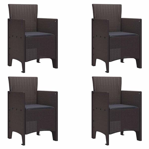 vidaXL Zahradní křeslo 4 pcs Hnědá 53 x 49 x 85 cm PP