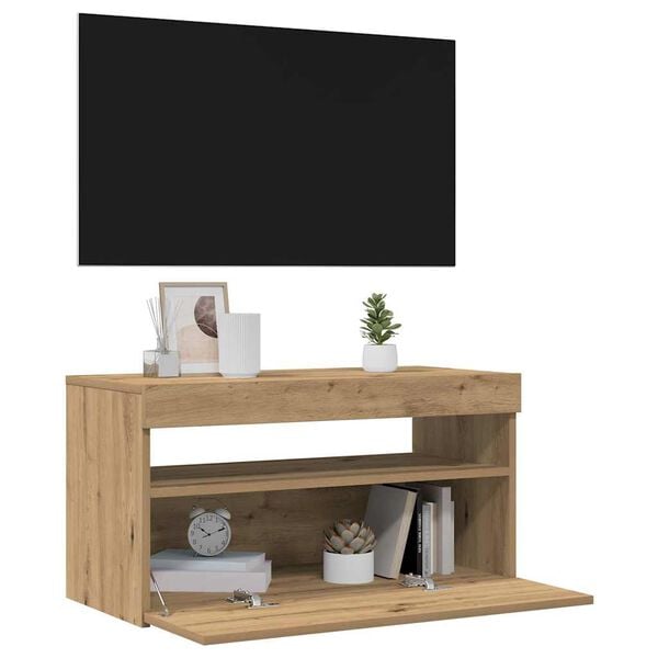 vidaXL TV stolek s LED dub artisan 75 x 35 x 40 cm kompozitn&iacute; dřevo