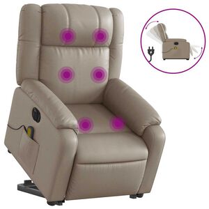 vidaXL Elektrick&eacute; zvedac&iacute; mas&aacute;žn&iacute; polohovac&iacute; křeslo cappuccino koženka