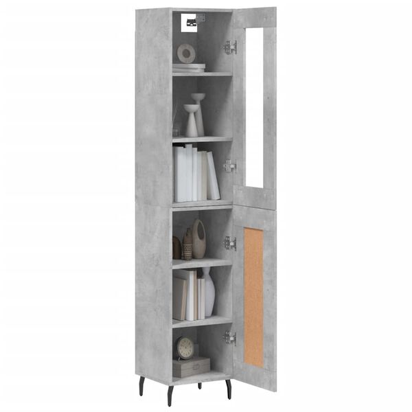 vidaXL Skř&iacute;ň highboard betonově &scaron;ed&aacute; 34,5x34x180 cm kompozitn&iacute; dřevo