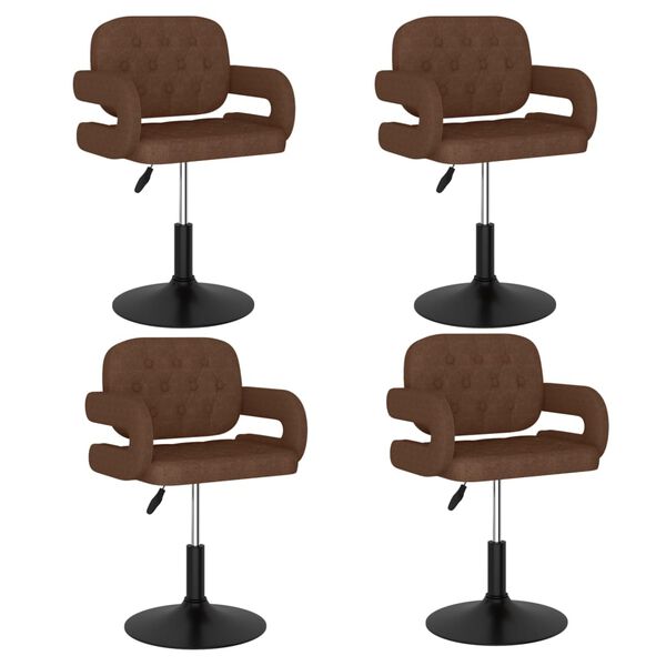 vidaXL Otočn&eacute; j&iacute;deln&iacute; židle 4 ks hněd&eacute; textil
