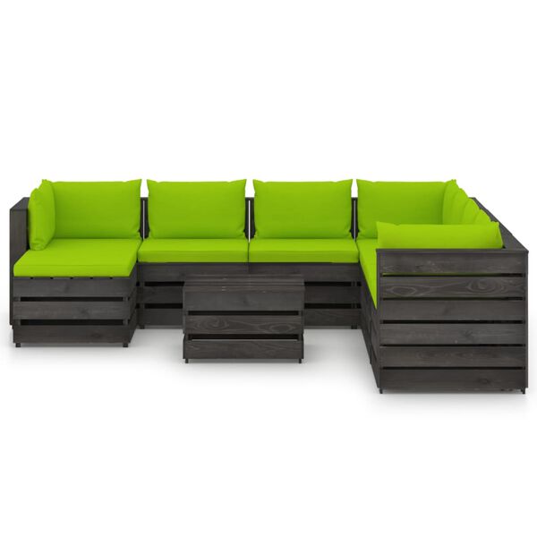 vidaXL 9d&iacute;ln&aacute; zahradn&iacute; souprava s podu&scaron;kami &scaron;edě impregnovan&eacute; dřevo