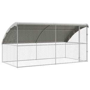 vidaXL Ps&iacute; kennel 2 pcs Stř&iacute;brn&aacute; 4 x 2 x 2 m Pozinkovan&aacute; ocel