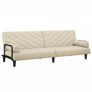 vidaXL Rozkl&aacute;dac&iacute; pohovka s područkami kr&eacute;mov&aacute; textil