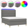 vidaXL Box spring postel s matrac&iacute; a LED tmavě &scaron;ed&aacute; 140x200 cm textil