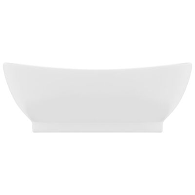 vidaXL Luxusní umyvadlo přepad oválné matné bílé 58,5 x 39 cm keramika