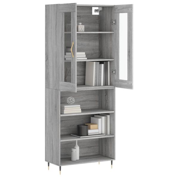 vidaXL Skř&iacute;ň highboard &scaron;ed&aacute; sonoma 69,5 x 34 x 180 cm kompozitn&iacute; dřevo