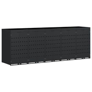 vidaXL Úložný box na 5 popelnic Černá 340 x 77,5 x 121,5 cm