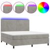 vidaXL Box spring postel s matrac&iacute; a LED světle &scaron;ed&aacute; 180x200 cm samet